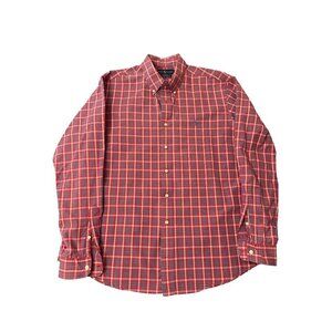 Ralph Lauren Mens XL Red Plaid Button-Down Shirt Custom Fit 100% Cotton Classic